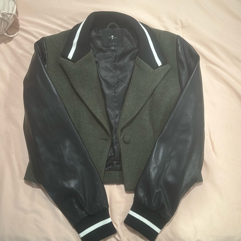 7 for all mankind bomber olive green  jacket